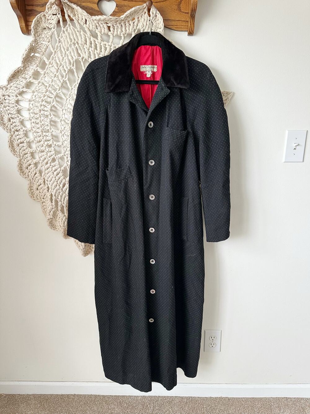 Wendy Dagworthy Vintage 80s British Fashion Wool Trench Coat Size Medium